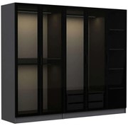 Ντουλάπα Πεντάφυλλη Kale 506MNR2586 225x52x190cm Anthracite-Black Πεντάφυλλη