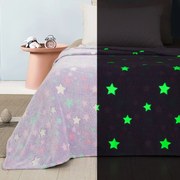 Κουβέρτα Παιδική Φωσφοριζέ Star 104 Purple Αdam Home Single 160x220cm Πολυέστερ