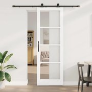 vidaXL Συρόμενη Πόρτα με Σετ Υλικών &#039;ORKDAL&#039; Λευκή Σταθερή Ξύλινη &amp; Γυάλινη