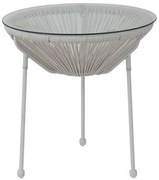 Τραπεζάκι Μεταλλικό Με Rattan Acapulco Φ.50cm Ε246,Α1 White