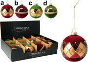 Γυάλινη Μπάλα Χριστουγέννων 8cm σε 4 σχέδια 672597 (d)