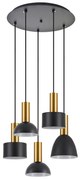 Φωτιστικό Οροφής  SE21-GM-4-5BL-MS123 ADEPT FLEX Gold Matt Pendant Black Metal Shade+ - 51W - 100W - 77-8941