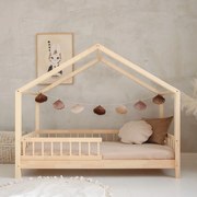 Κρεβάτι Παιδικό Montessori HouseBed Bello με Αφαιρούμενα Κάγκελα 23cm σε Φυσικό  Ξύλο  100×200cm  Luletto (Δώρο 10% έκπτωση στο Στρώμα)