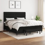 vidaXL Κρεβάτι Boxspring με Στρώμα Μαύρο 180x200 εκ. Υφασμάτινο