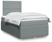 vidaXL Κρεβάτι Boxspring με Στρώμα Ανοιχτό Γκρι 120x200 εκ. Υφασμάτινο