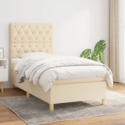 Κρεβάτι Boxspring με Στρώμα Κρεμ 80 x 200 εκ. Υφασμάτινο - Κρεμ