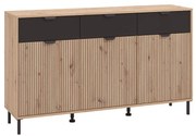 Κομότα - Μπουφές Mayenne 3K3F Artisan Oak - Μαύρο Mατ 157x40x93 εκ.