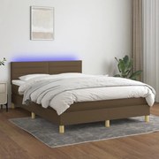 ΚΡΕΒΑΤΙ BOXSPRING ΜΕ ΣΤΡΩΜΑ &amp; LED ΣΚ.ΚΑΦΕ 140X200 ΕΚ ΥΦΑΣΜΑΤΙΝΟ 3133800