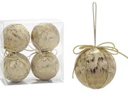 Χριστουγεννιάτικη Μπάλα Χρυσό 100mm Σετ 4Τμχ Σε 2 Σχέδια