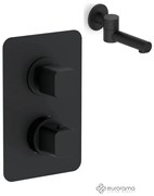 Eurorama QUADRA Thermo Black matt Στόμιο Περιστρεφόμενο+Θερμοστατικός μίκτης εντοιχισμού 2 ή 3 εξόδων με εκτροπέα