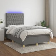 ΚΡΕΒΑΤΙ BOXSPRING ΜΕ ΣΤΡΩΜΑ &amp; LED ΣΚ.ΓΚΡΙ 120X200 ΕΚ ΥΦΑΣΜΑΤΙΝΟ 3135662