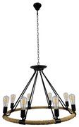 Φωτιστικό Οροφής Millbank 01423 8xE27 Φ80x60cm Black-Beige GloboStar