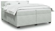 vidaXL Κρεβάτι Boxspring με Στρώμα Ανοιχτό Γκρι 200x200 εκ. Βελούδινο