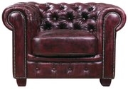 Πολυθρόνα CHESTERFIELD 689 Αντικέ Κόκκινο Δέρμα/Ξύλο 103x92x72cm