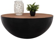 Διακοσμητικό Τραπέζι Σαλονιού Bowl Φ90x40yεκ. Μαύρο Με Ξύλο Ακακίας