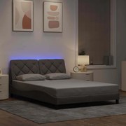 vidaXL Σκελετός Κρεβατιού με LED Χωρίς Στρώμα Taupe 120x200 εκ.