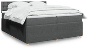 vidaXL Κρεβάτι Boxspring με Στρώμα Σκούρο Γκρι 200x200 εκ. Υφασμάτινο