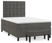 Κρεβάτι Boxspring με Στρώμα Σκούρο Γκρι 120x190 εκ. Βελούδινο