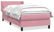 Κρεβάτι Boxspring με Στρώμα Ροζ 90x220 εκ. Βελούδινο