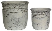 FLOWER POT-15 SET 2 ΤΕΜΑΧΙΩΝ, CEMENT ΑΠΟΧΡΩΣΗ ANTIQUE WHITE