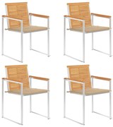 Καρέκλες Κήπου 4 τεμ. από Μασίφ Ξύλο Teak με Μαξιλάρια