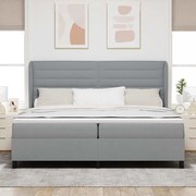 vidaXL Κρεβάτι με Στρώμα Ανοιχτό Γκρι 200x200 εκ Ύφασμα