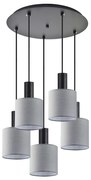 SE21-BL-4-5BL-SH2 ADEPT TUBE Black Pendant Grey Fabric Shade+