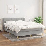 vidaXL Κρεβάτι Boxspring με Στρώμα Ανοιχτό Γκρι 140x190 εκ. Υφασμάτινο