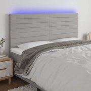 vidaXL Κεφαλάρι Κρεβατιού LED Ανοιχτό Γκρι 200x5x118/128εκ. Υφασμάτινο