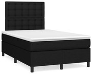 vidaXL Κρεβάτι Boxspring με Στρώμα &amp; LED Μαύρο 120x190 εκ. Υφασμάτινο