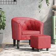 vidaXL Πολυθρόνα Μπάρελ με Υποπόδιο Μπορντό από Συνθετικό Δέρμα