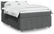 vidaXL Κρεβάτι Boxspring με Στρώμα Σκούρο Γκρι 140x200 εκ Υφασμάτινο