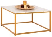 ΤΡΑΠΕΖΙ ΣΑΛΟΝΙΟΥ BRAYLEN HM8942.11 ΜΕΛΑΜΙΝΗ ΛΕΥΚΟ ΜΑΡΜΑΡΟ-ΧΡΥΣΗ ΒΑΣΗ 75x75x43,5Υεκ.