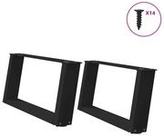 vidaXL Πόδια Τραπεζιού Σαλονιού σε Σχήμα U 2 τεμ. Μαύρο 70x(30-31) εκ. Ατσάλι