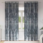 vidaXL Κουρτίνα με κουρτίνες 2 pcs Ασημί γκρι 245 x 140 εκ. Βελούδο