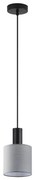 SE21-BL-4-SH2 ADEPT TUBE Black Pendant Grey Fabric Shade+