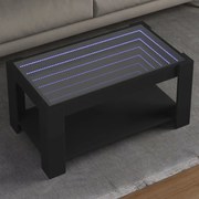 Τραπεζάκι Σαλονιού με LED Μαύρο 93x53x45 εκ. Επεξεργασμένο Ξύλο - Μαύρο
