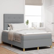 vidaXL Κρεβάτι Box Spring με Στρώμα Ανοιχτό Γκρι Μικρού Διπλού Υφάσματος