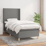 vidaXL Κρεβάτι Boxspring με Στρώμα Σκούρο Γκρι 80x200 εκ. Υφασμάτινο