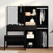 vidaXL Σετ Τραπεζιού Μακιγιάζ με συρτάρι 2 pcs Μαύρο 140 x 40 x 140 εκ