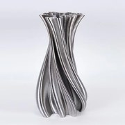 Βάζο Πορσελάνης 3D Ασημί 17,5x17,5x35,5εκ. ESTHETI 752-21104