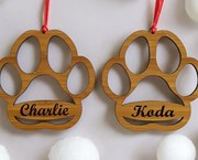 Σετ των 3 Intra απο ξύλο plywood 3mm-4mm πάχος – Χριστουγεννιάτικο στολίδι αναμνηστικού ποδιού σκύλου 25x25 cm INTRAVECTRY-MY548610