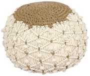 Σκαμπό-πουφ Boha Inart γιούτα σε κίτρινη και λευκή απόχρωση Φ40x30εκ Υλικό: 70% COTTON - 30% JUTE 302-000031