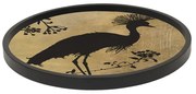 GOLD BIRD ΔΙΣΚΟΣ MDF ΜΑΥΡΟ ΧΡΥΣΟ D40xH3,5cm