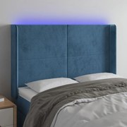Κεφαλάρι Κρεβατιού LED Σκούρο Μπλε 147x16x118/128 εκ. Βελούδινο 3123820