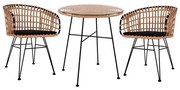 Σετ Κήπου Τραπεζαρία ALLEGRA C10474 3τεμ Μπέζ - Μαύρο Wicker με Τραπέζι Φ70x74 εκ. &amp; 2 Καρέκλες
