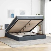vidaXL Οθωμανικό κρεβάτι με στρώματα &amp; LEDs Σκούρο γκρι Βελούδο