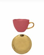 Φλυτζάνι Καφέ Φίλτρου Σετ με Πιάτο Good Morning Cup Κεραμικό Raspberry/Χρυσό Ø8.5x7 cm Urban Nature Culture Amsterdam