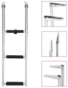 vidaXL Σκάλα Επιβίβασης Πτυσσόμενη Ανοξείδωτο Ατσάλι με 3 Σκαλοπάτια