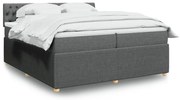 vidaXL Κρεβάτι Boxspring με Στρώμα Σκούρο Γκρι 200x200 εκ. Υφασμάτινο